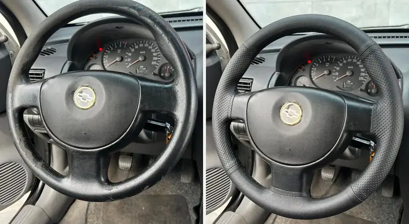 Chevrolet Corsa: volante antes e depois do Revestimento Clássico
