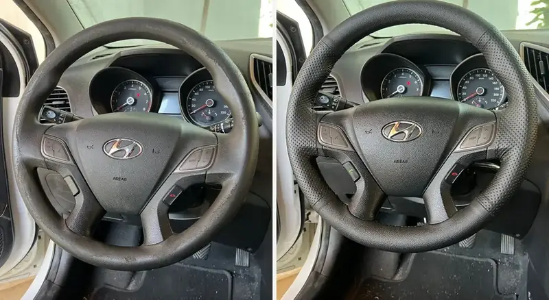 Hyundai HB20: volante antes e depois do Revestimento Clássico