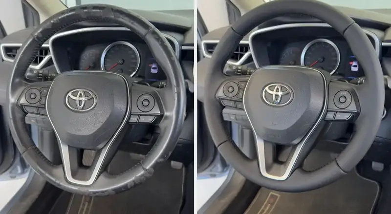 Toyota Corolla: volante antes e depois do Padrão de Fábrica