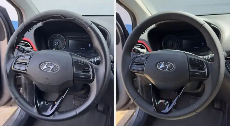 Hyundai HB20: volante antes e depois do Padrão de Fábrica