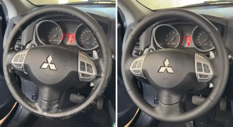 Mitsubishi: volante antes e depois do Padrão de Fábrica