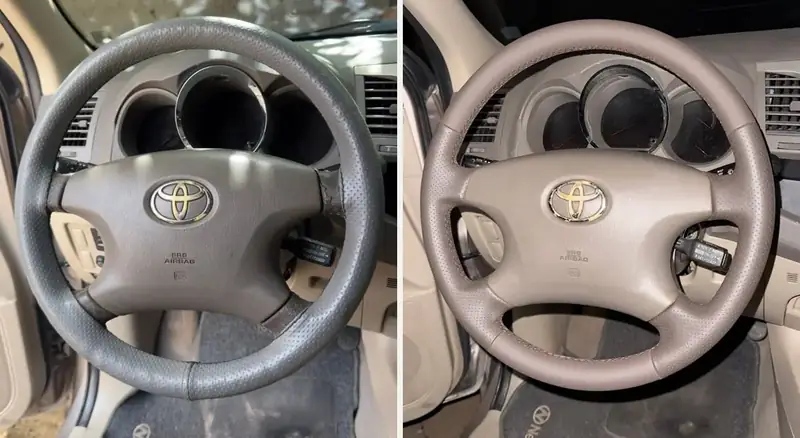 Toyota SW4: volante antes e depois do Padrão de Fábrica